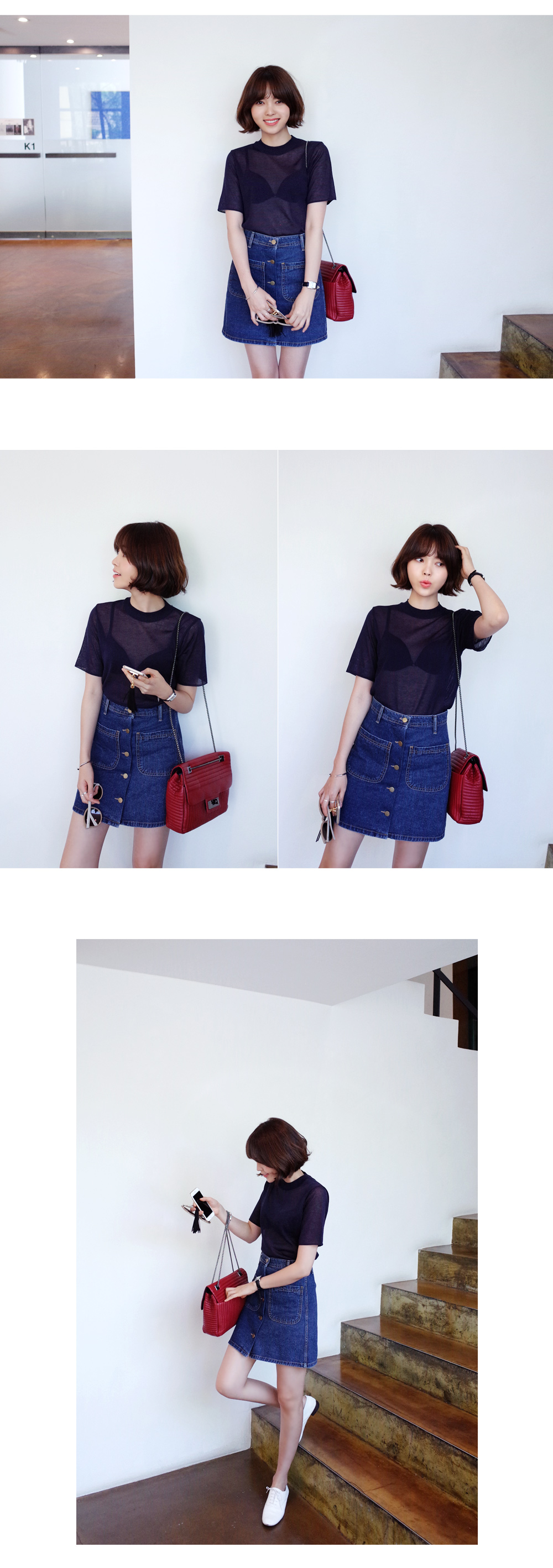 首つまりシースルーサマーニットTシャツ・全4色 | DHOLIC | 詳細画像4