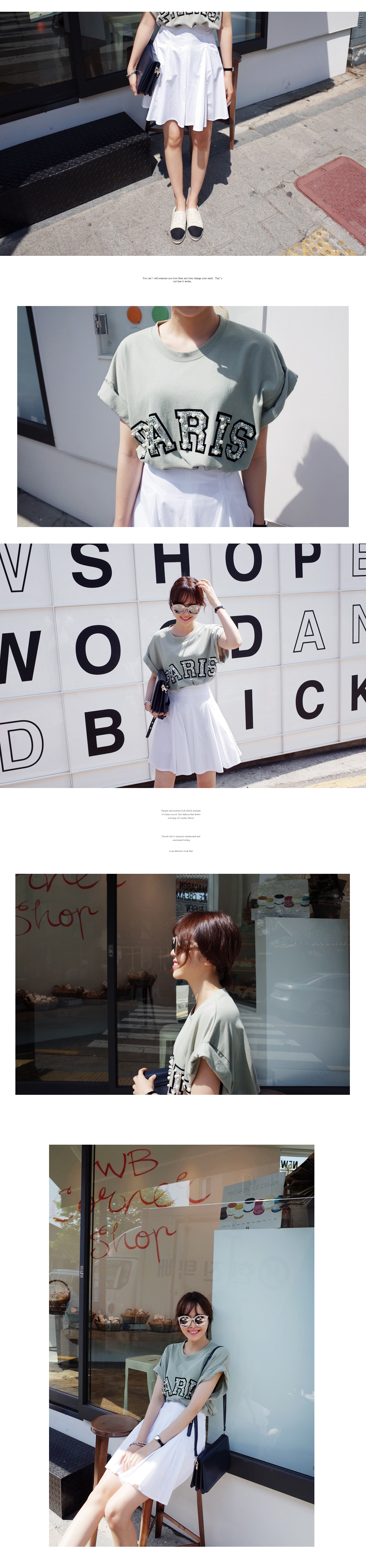 PARISパールビジューロゴTシャツ・全3色 | DHOLIC | 詳細画像3