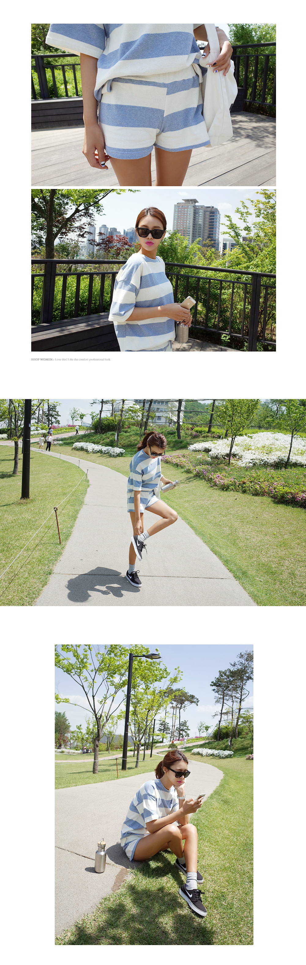 ボーダーTシャツ&ショートパンツセットアップ・全3色 | DHOLIC | 詳細画像3