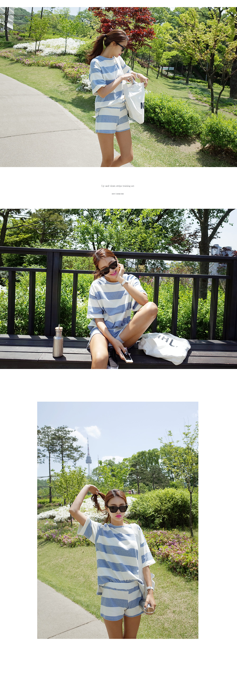 ボーダーTシャツ&ショートパンツセットアップ・全3色 | DHOLIC | 詳細画像4