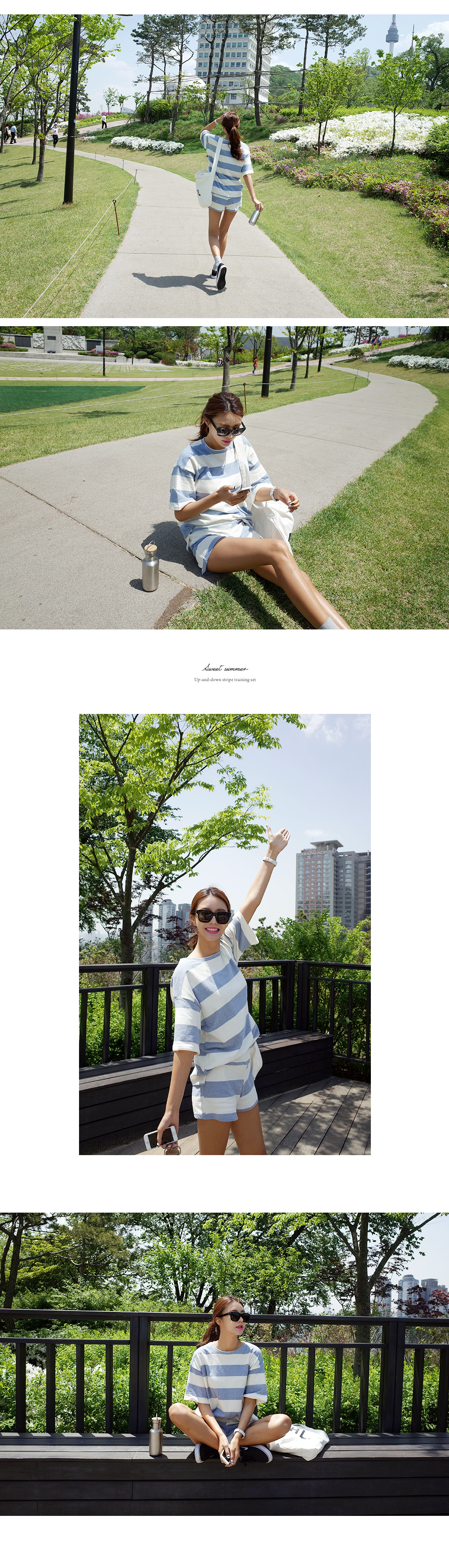 ボーダーTシャツ&ショートパンツセットアップ・全3色 | DHOLIC | 詳細画像5