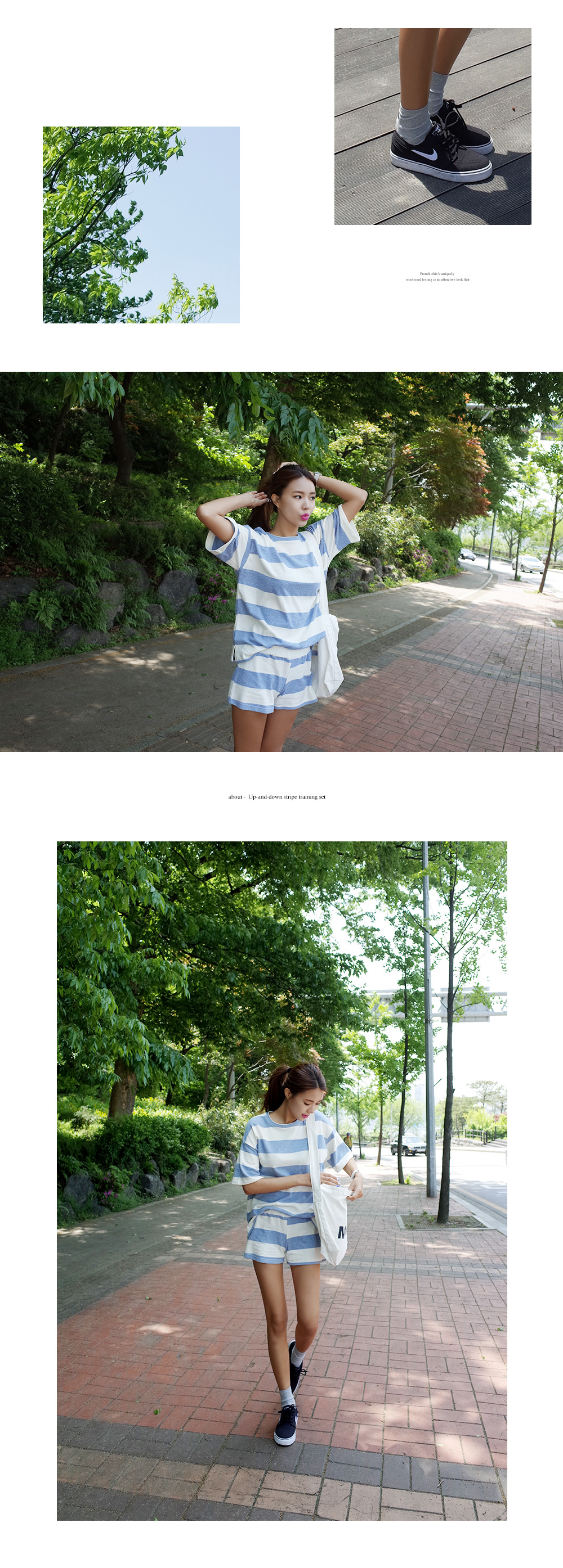 ボーダーTシャツ&ショートパンツセットアップ・全3色 | DHOLIC | 詳細画像8