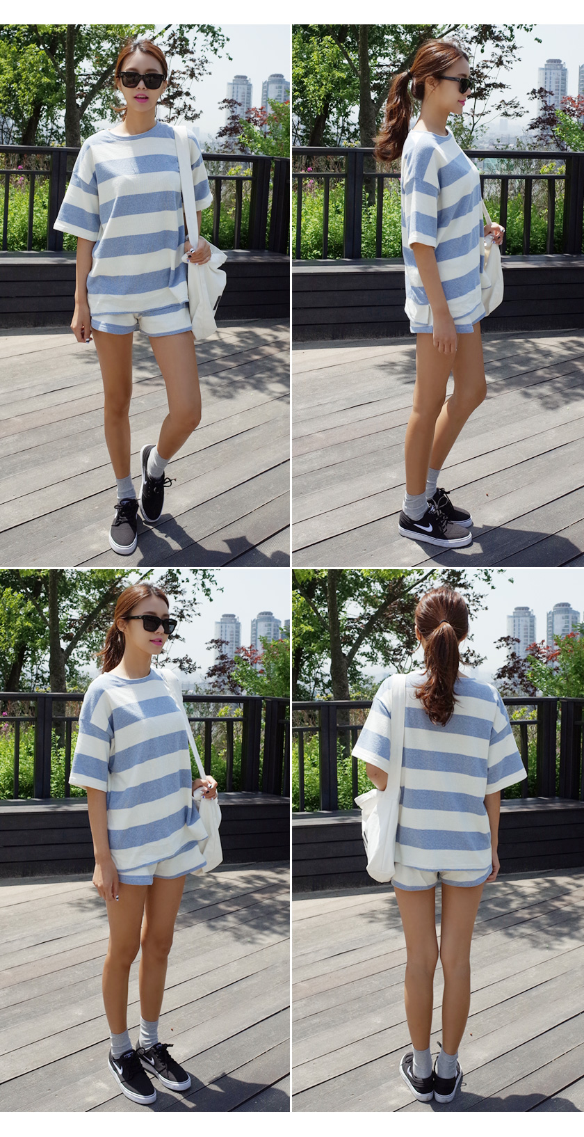 ボーダーTシャツ&ショートパンツセットアップ・全3色 | DHOLIC | 詳細画像9