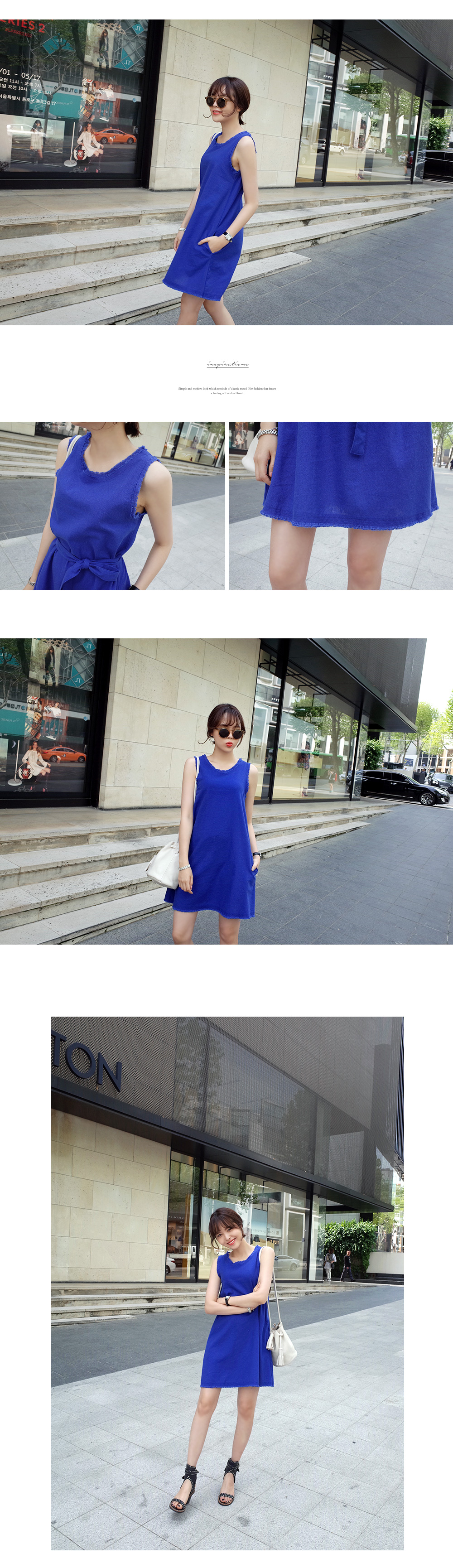 <font color=red><b>●●雑誌Scawaii!8月号掲載●●</b></font>ストラップセットAラインリネンワンピース・全2色 | DHOLIC | 詳細画像4