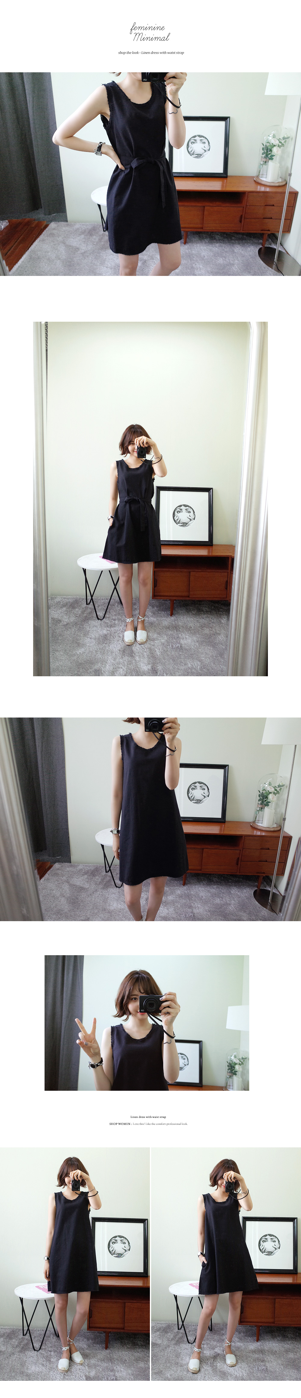 <font color=red><b>●●雑誌Scawaii!8月号掲載●●</b></font>ストラップセットAラインリネンワンピース・全2色 | DHOLIC | 詳細画像7