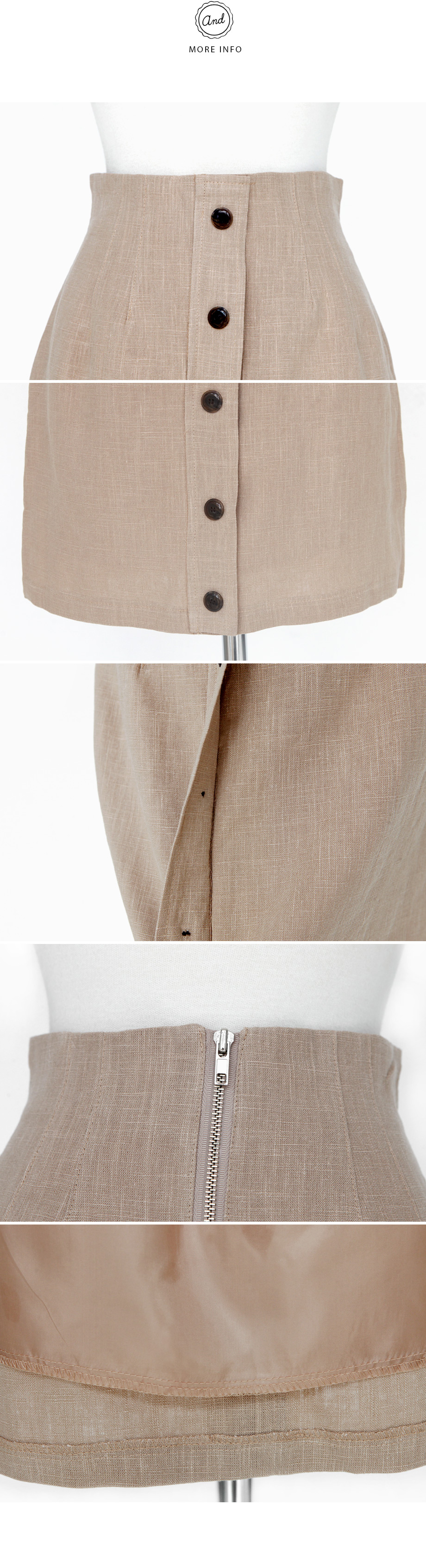 バックジッパーボタンリネンミニスカート・全3色 | DHOLIC | 詳細画像9