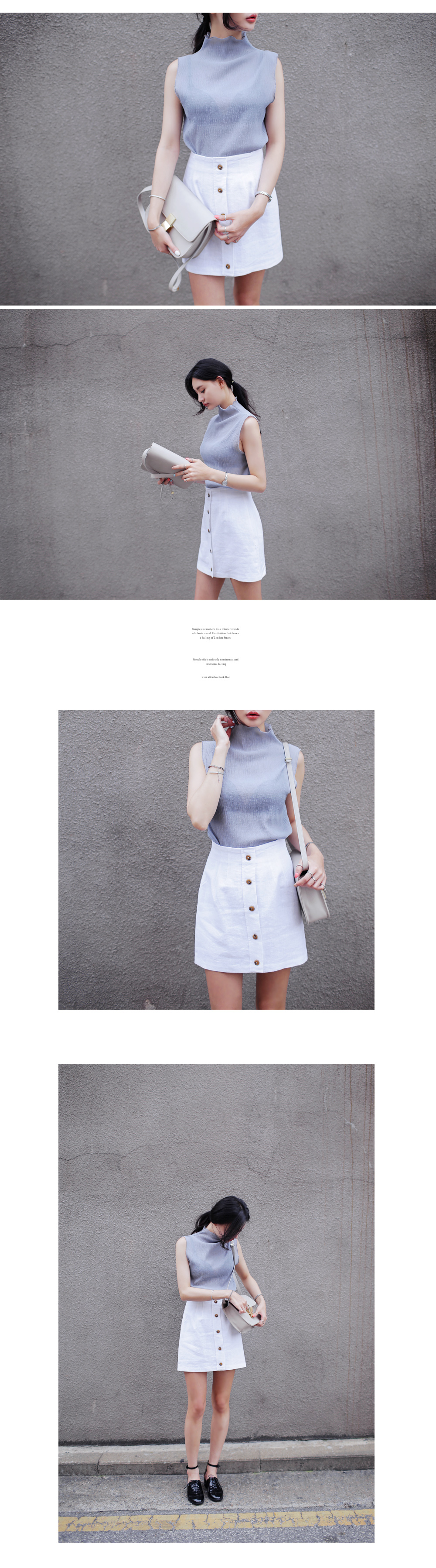 バックジッパーボタンリネンミニスカート・全3色 | DHOLIC | 詳細画像2