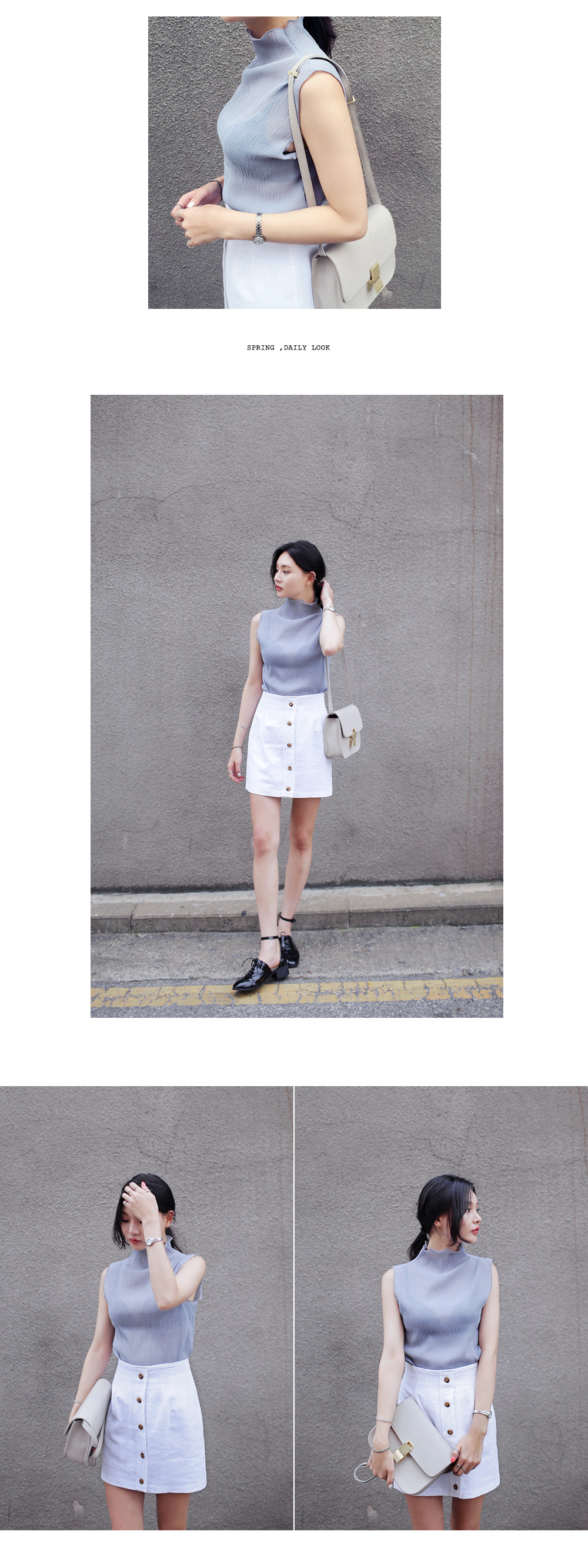 バックジッパーボタンリネンミニスカート・全3色 | DHOLIC | 詳細画像3