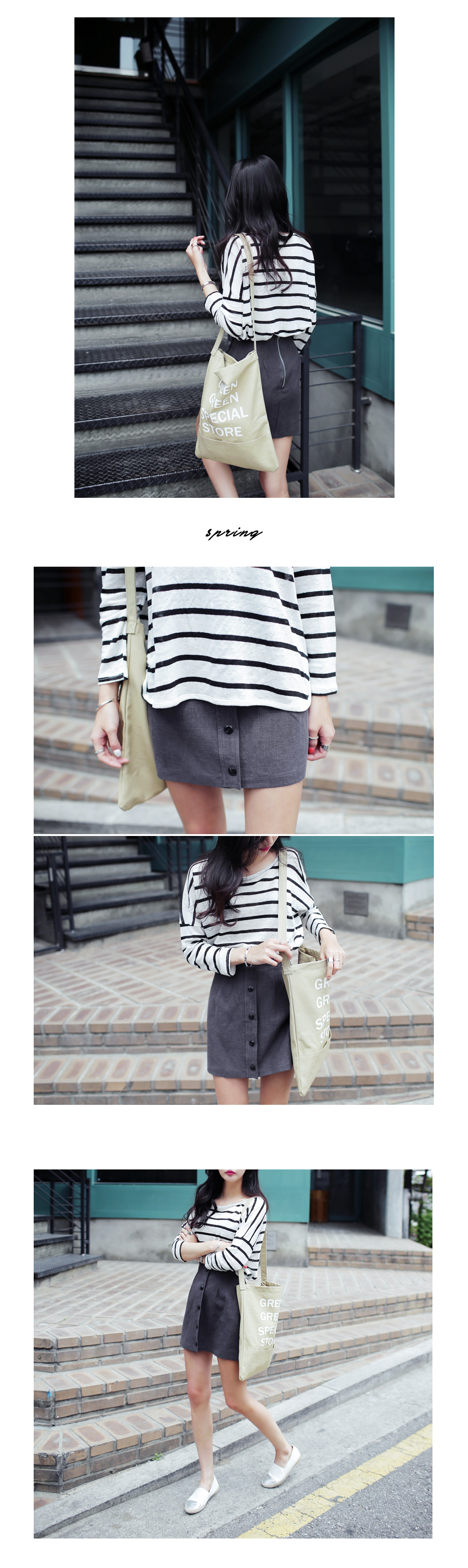 バックジッパーボタンリネンミニスカート・全3色 | DHOLIC | 詳細画像5