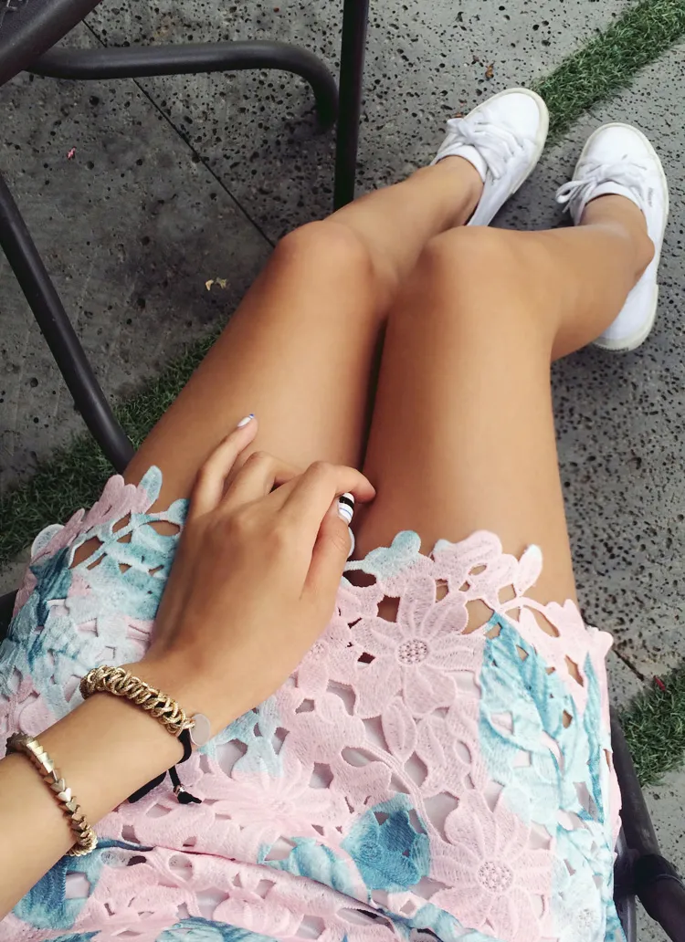 リーフプリントレースタイトスカート・全3色 | DHOLIC | 詳細画像1