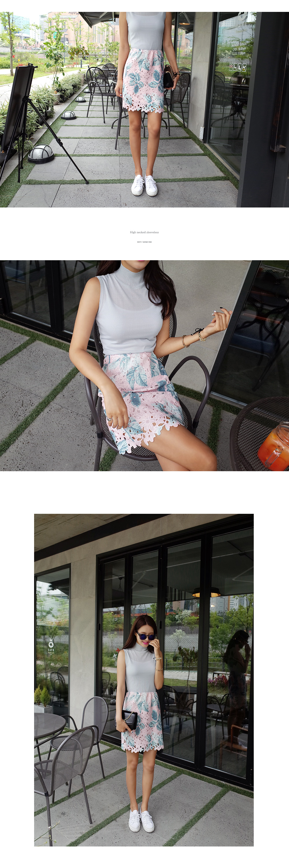 リーフプリントレースタイトスカート・全3色 | DHOLIC | 詳細画像3