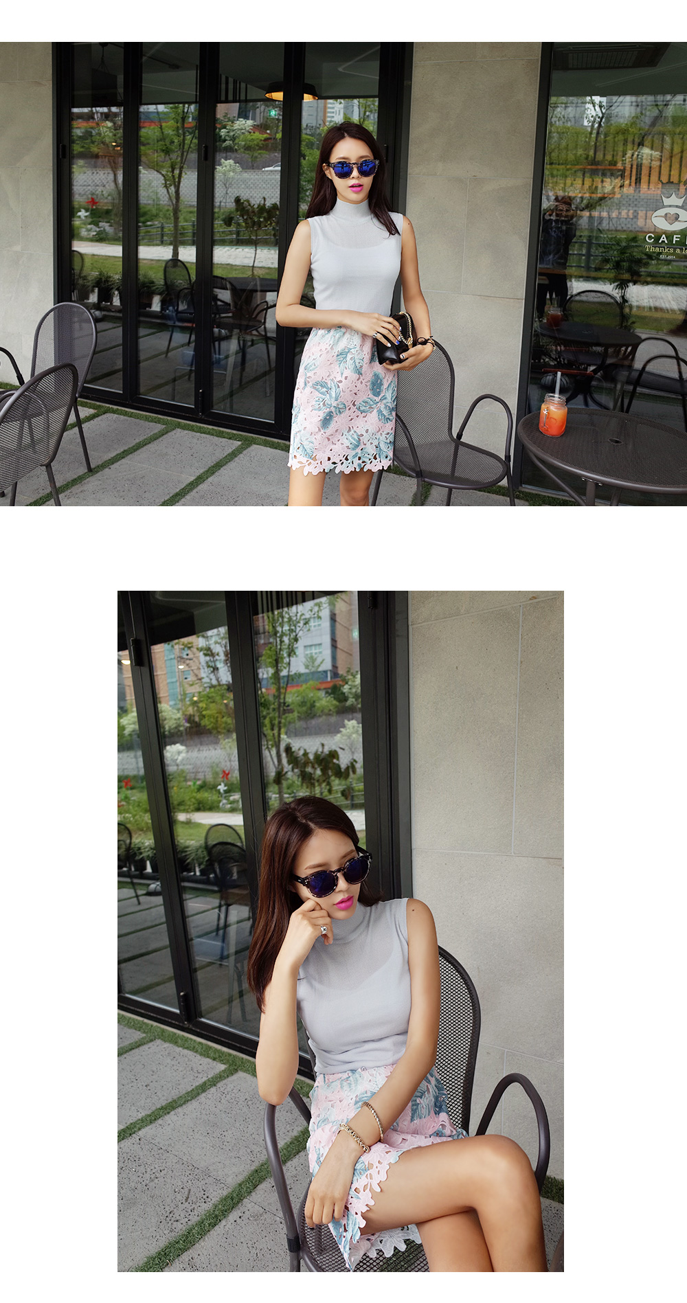 リーフプリントレースタイトスカート・全3色 | DHOLIC | 詳細画像5