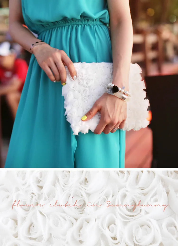 フラワーモチーフシフォンクラッチバッグ・全1色 | DHOLIC | 詳細画像1