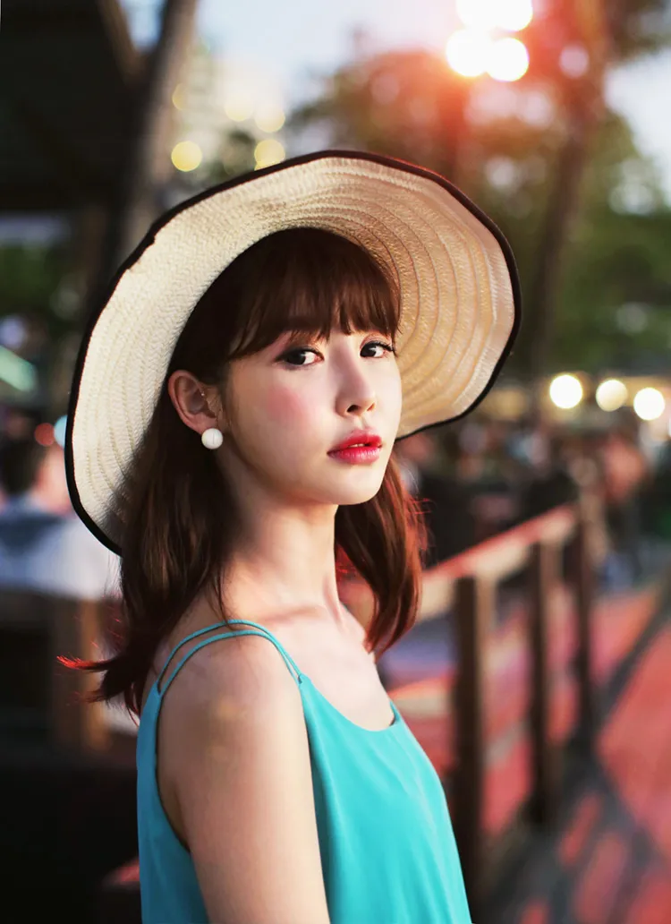 パイピングつば広ストローハット・全1色 | DHOLIC | 詳細画像1