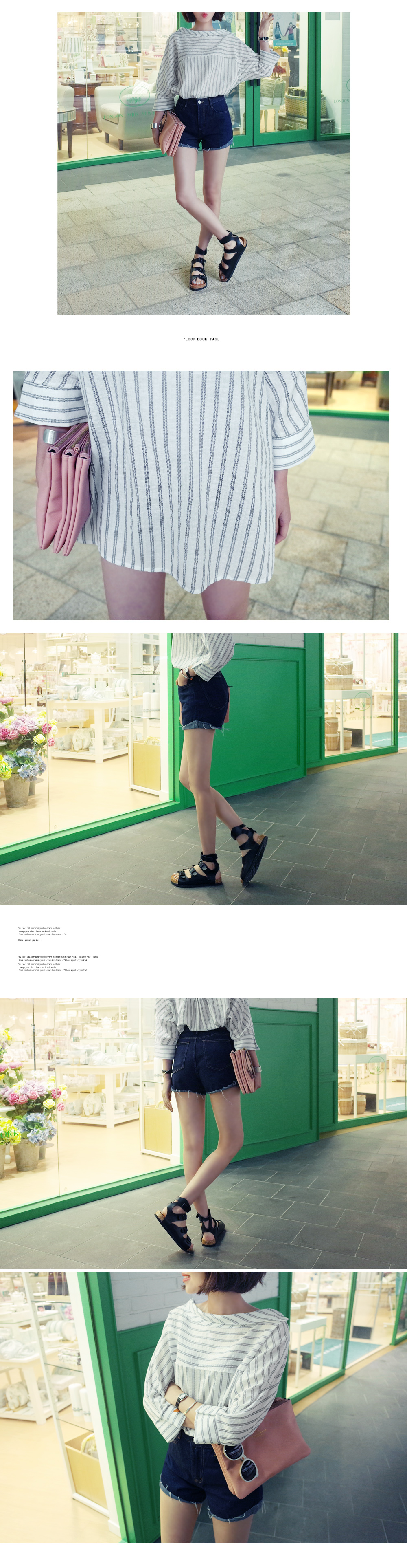 ストライプ柄アンバランスカラーロングブラウス・全2色 | DHOLIC | 詳細画像4