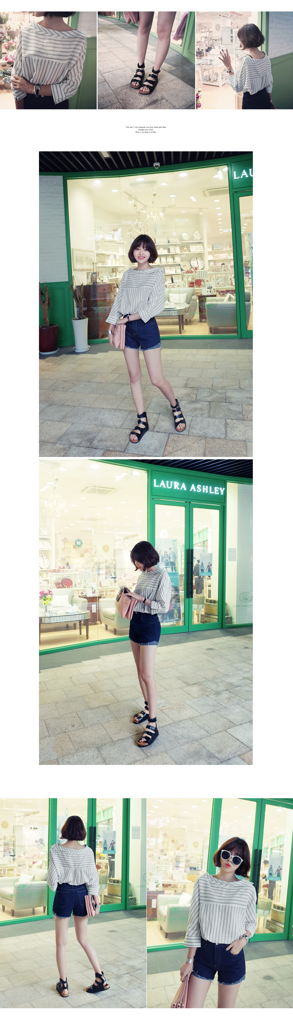 ストライプ柄アンバランスカラーロングブラウス・全2色 | DHOLIC | 詳細画像6