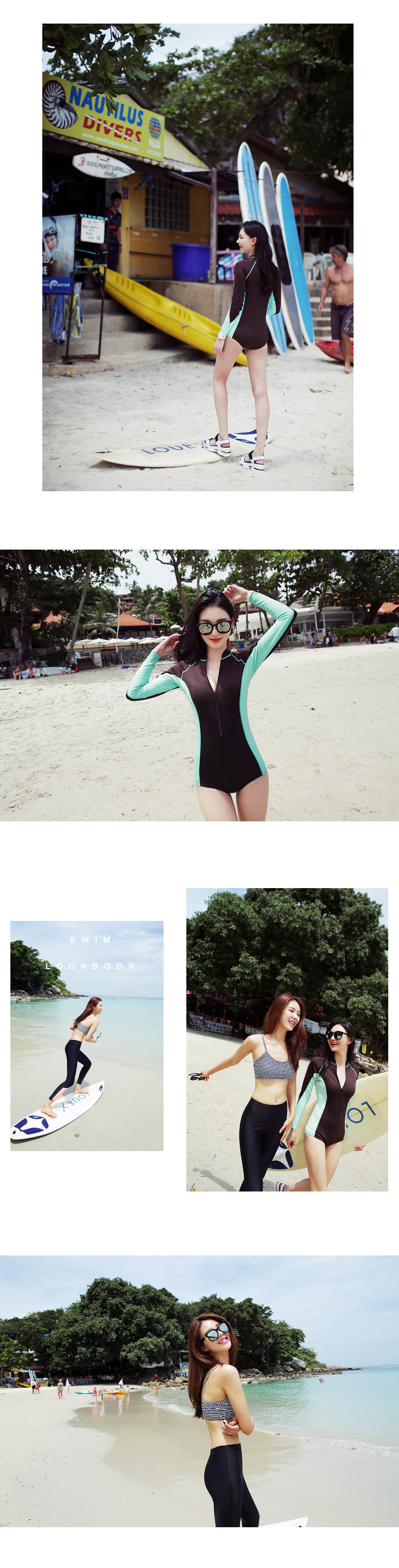 UPF50+サイドラインジップアップワンピース水着・全2色 | DHOLIC | 詳細画像7