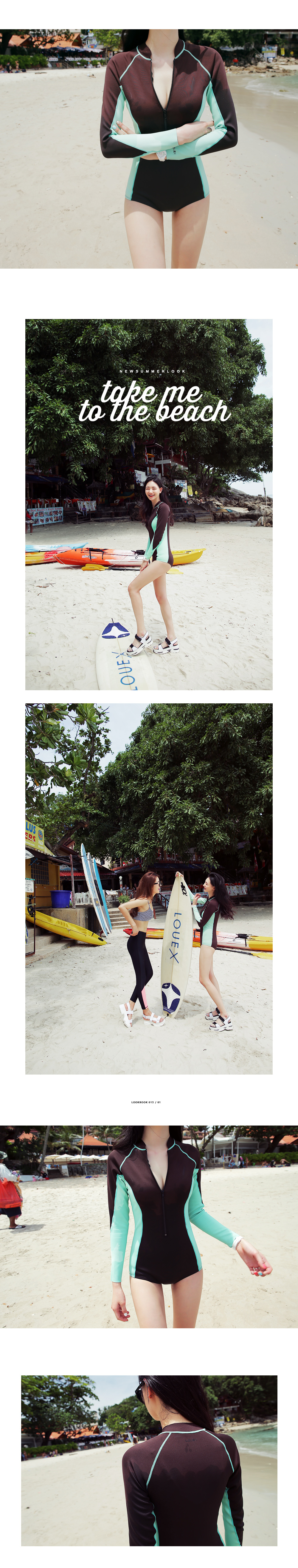 UPF50+サイドラインジップアップワンピース水着・全2色 | DHOLIC | 詳細画像9