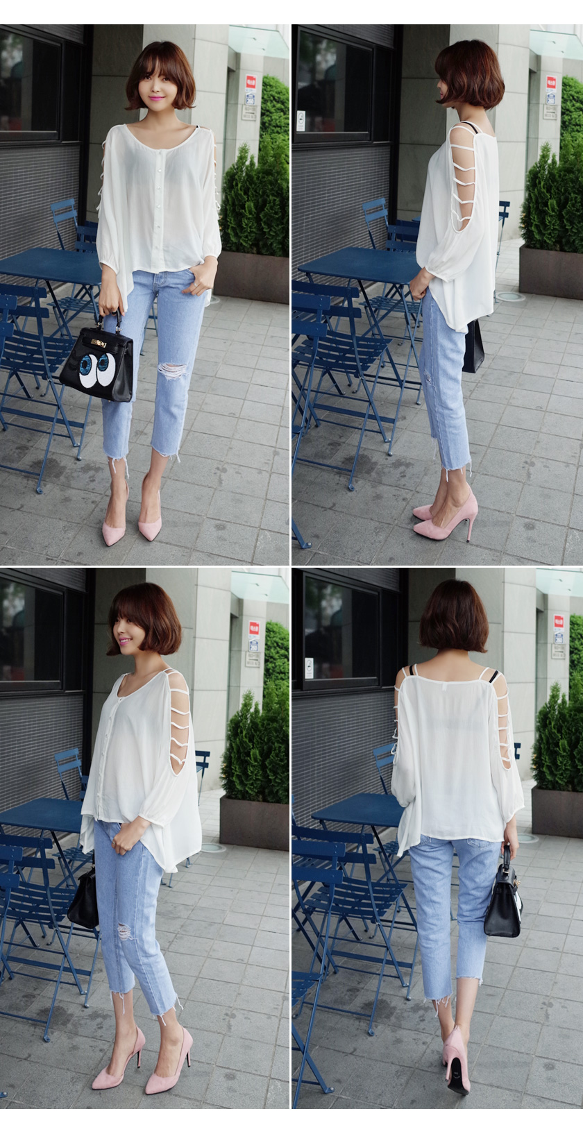 <font color=red><b>●●雑誌JELLY10月号掲載●●</b></font>ストラップショルダースリットアンバランスブラウス・全2色 | DHOLIC | 詳細画像9