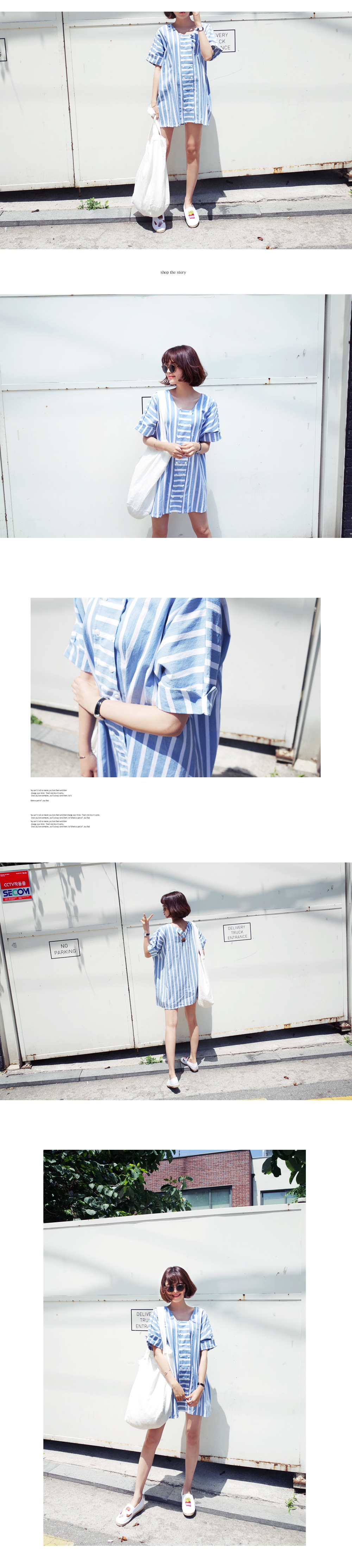 ダブルボタンストライプワンピース・全2色 | レディースファッション