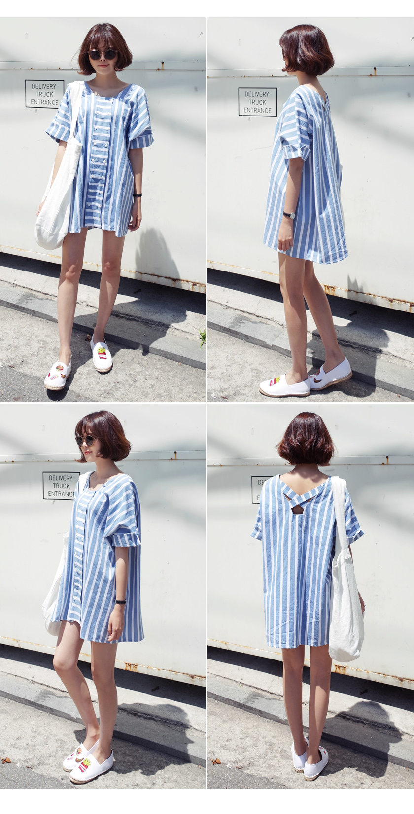 ダブルボタンストライプワンピース・全2色 | レディースファッション