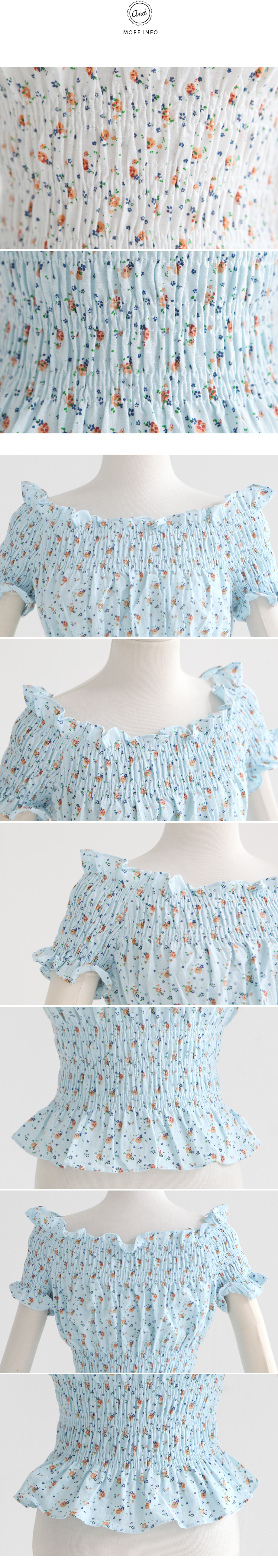 小花柄ウエストシャーリング2WAYオフショルダーブラウス・全2色 | DHOLIC | 詳細画像7