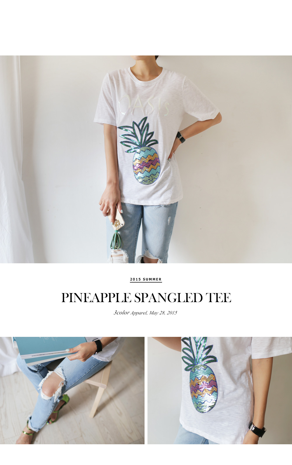 スパンコールパイナップルTシャツ・全3色 | DHOLIC PLUS | 詳細画像2