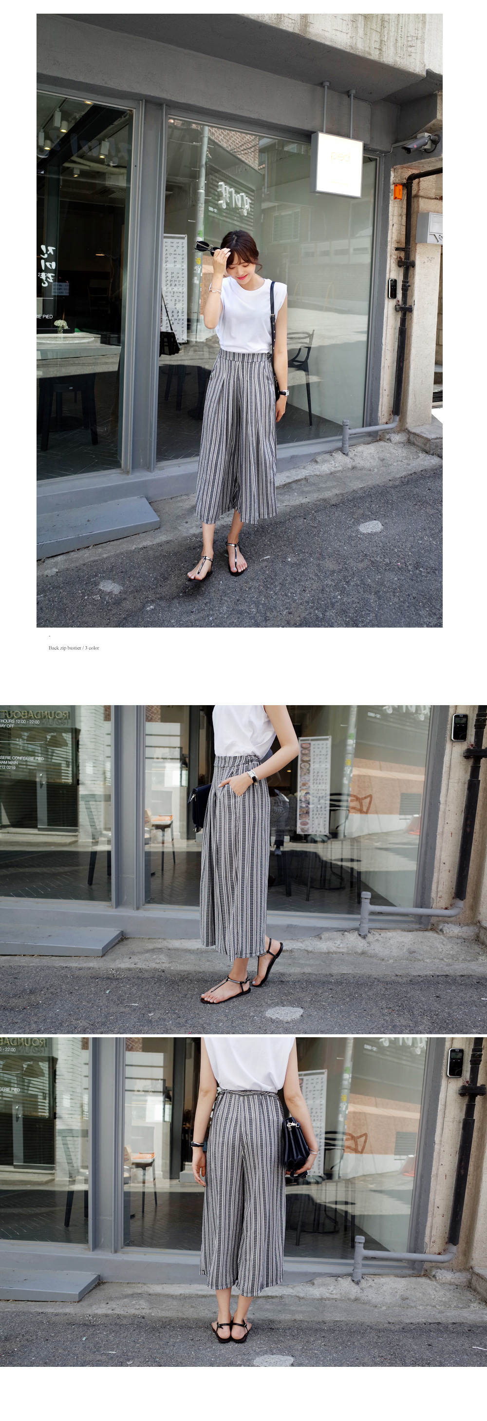<font color=red><b>●●雑誌mer10月号掲載●●</b></font>ブラックトーンユニークストライプワイドパンツ・全1色 | DHOLIC | 詳細画像4