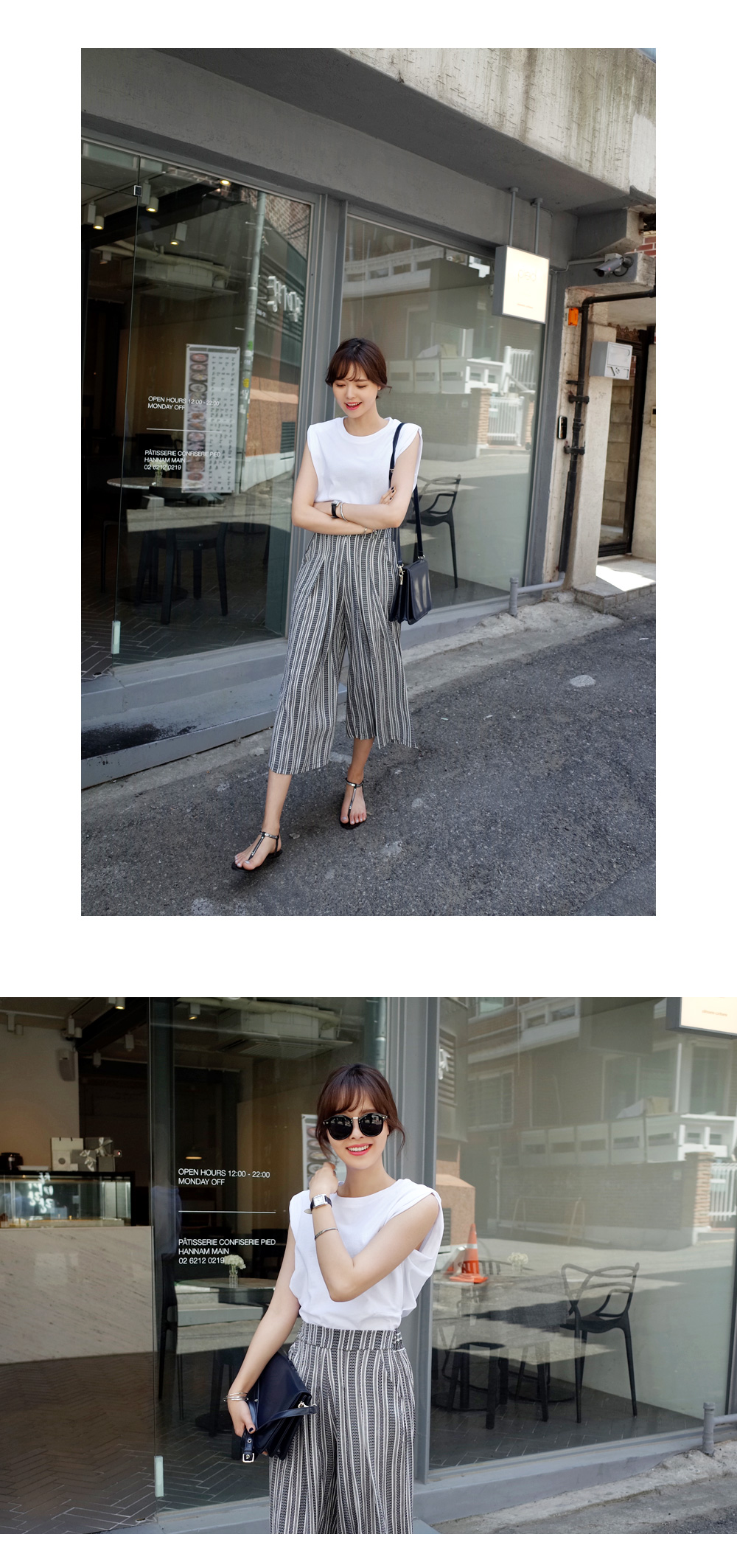 <font color=red><b>●●雑誌mer10月号掲載●●</b></font>ブラックトーンユニークストライプワイドパンツ・全1色 | DHOLIC | 詳細画像5