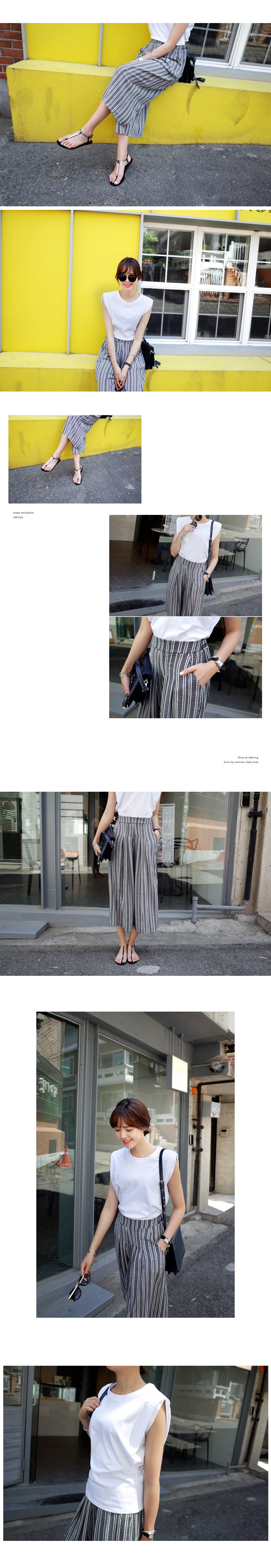 <font color=red><b>●●雑誌mer10月号掲載●●</b></font>ブラックトーンユニークストライプワイドパンツ・全1色 | DHOLIC | 詳細画像7