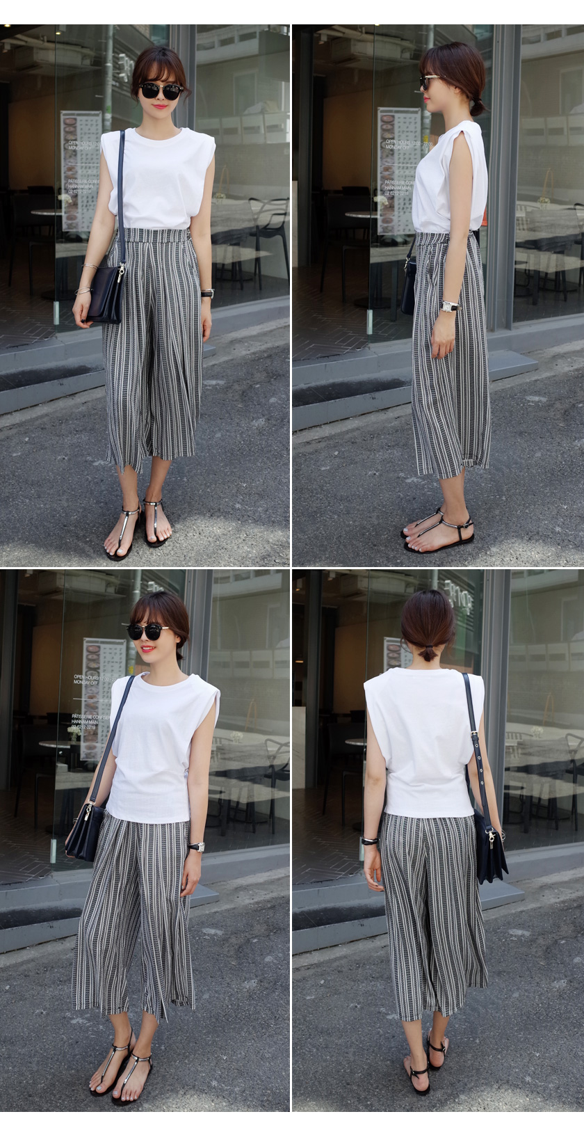 <font color=red><b>●●雑誌mer10月号掲載●●</b></font>ブラックトーンユニークストライプワイドパンツ・全1色 | DHOLIC | 詳細画像8