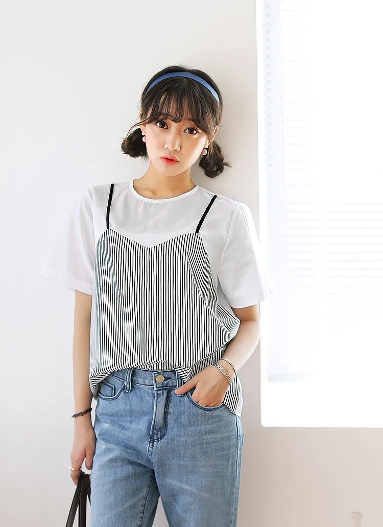 レイヤード風プリント半袖Tシャツ・全2色 | DHOLIC | 詳細画像1