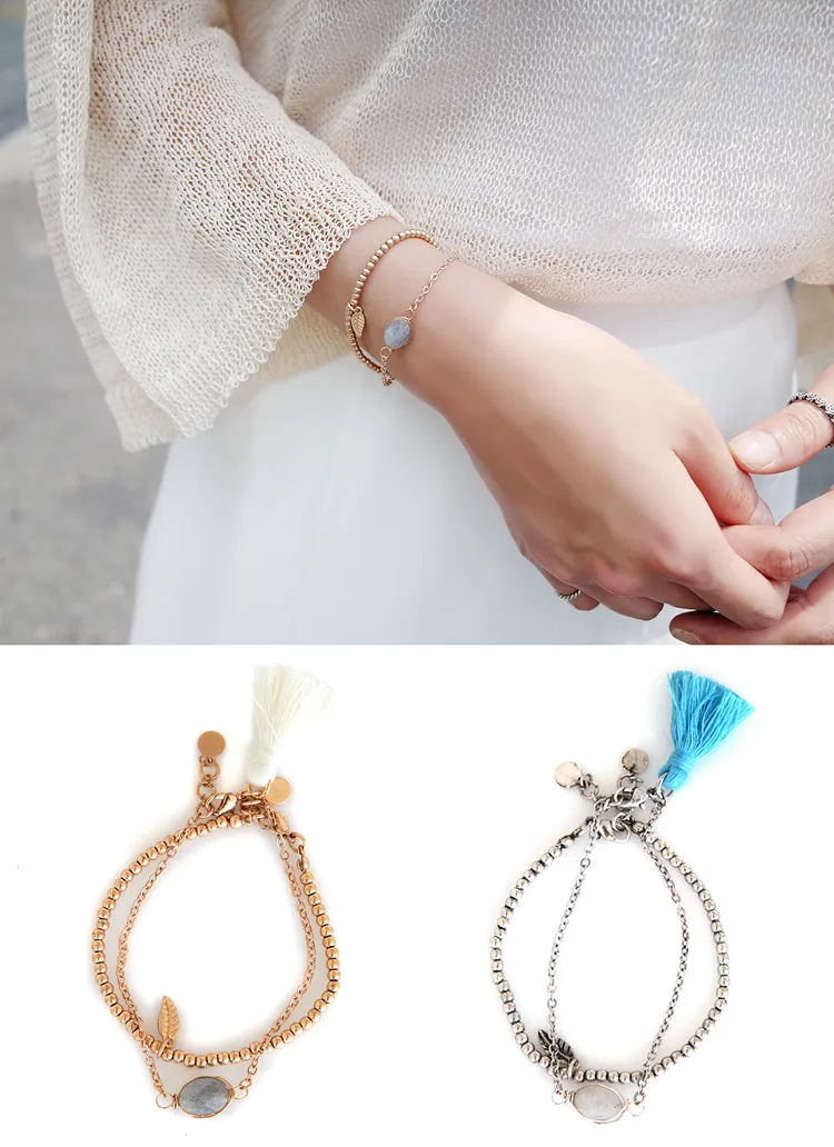 タッセルポイントストーン2ブレスレット・全2色 | DHOLIC | 詳細画像1