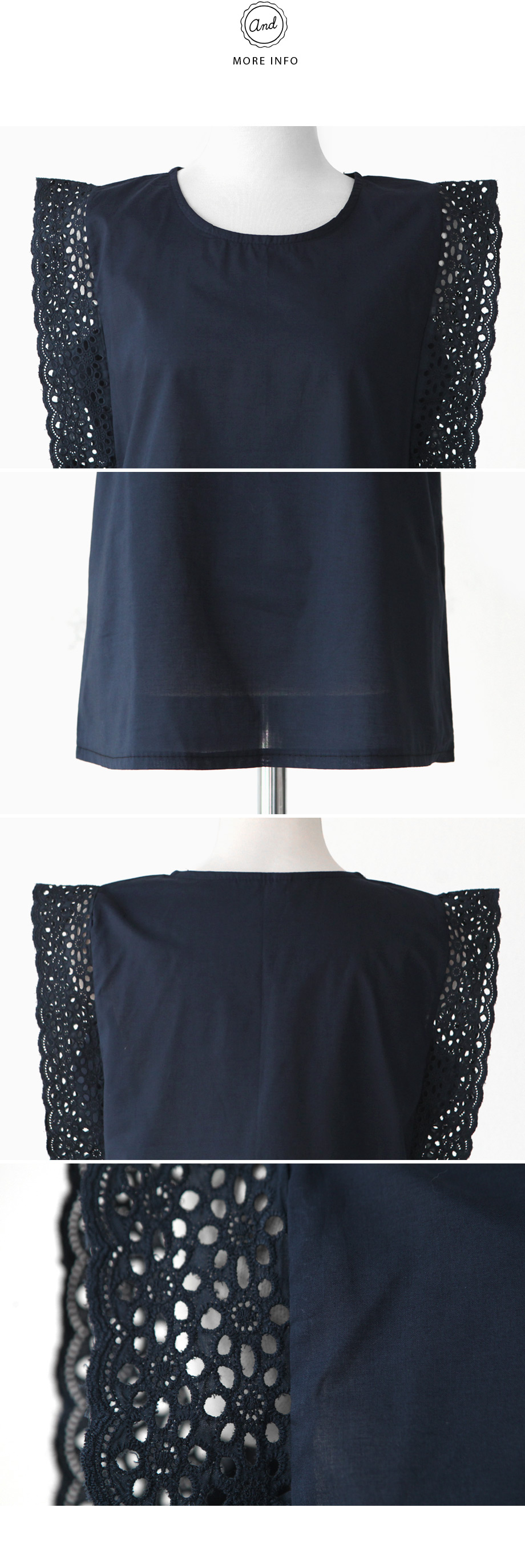 <font color=red><b>●●雑誌JESSICA by Bramo vol.1掲載●●</b></font>ラウンドネックパンチングスリーブブラウス・全4色 | DHOLIC | 詳細画像9