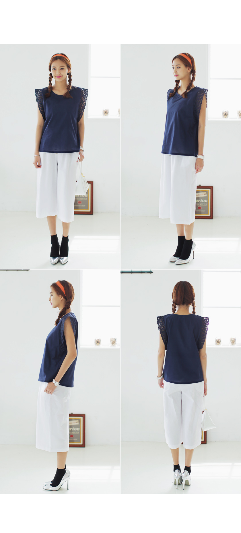 <font color=red><b>●●雑誌JESSICA by Bramo vol.1掲載●●</b></font>ラウンドネックパンチングスリーブブラウス・全4色 | DHOLIC | 詳細画像8