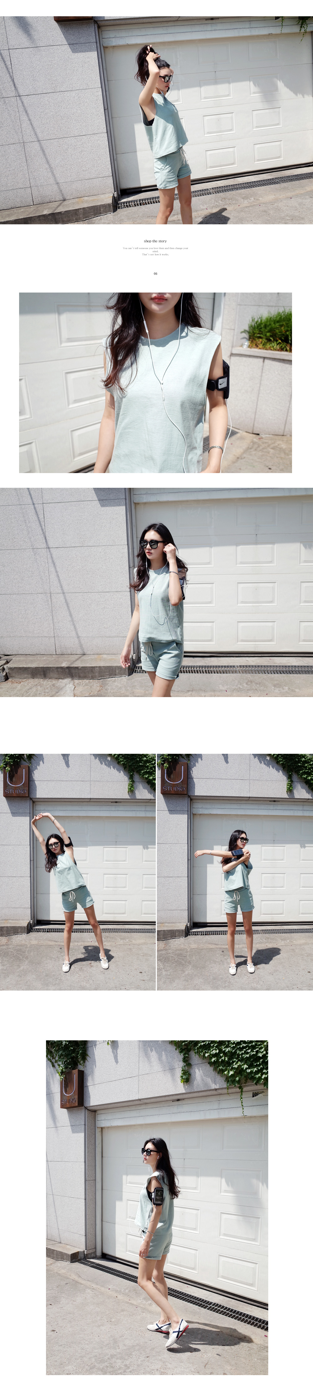 ワイドアームホールスリーブレス&ショートパンツセットアップ・全3色 | DHOLIC | 詳細画像3