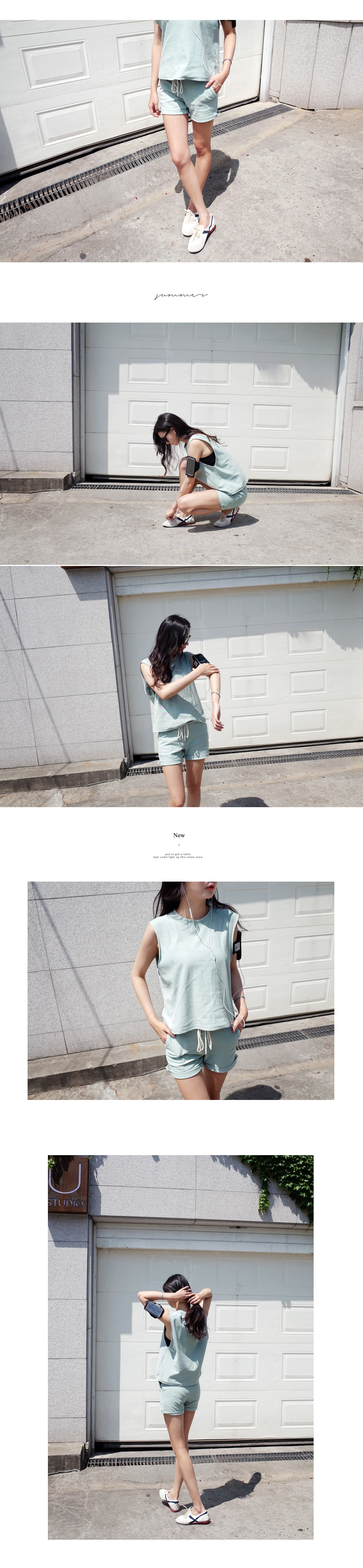 ワイドアームホールスリーブレス&ショートパンツセットアップ・全3色 | DHOLIC | 詳細画像4