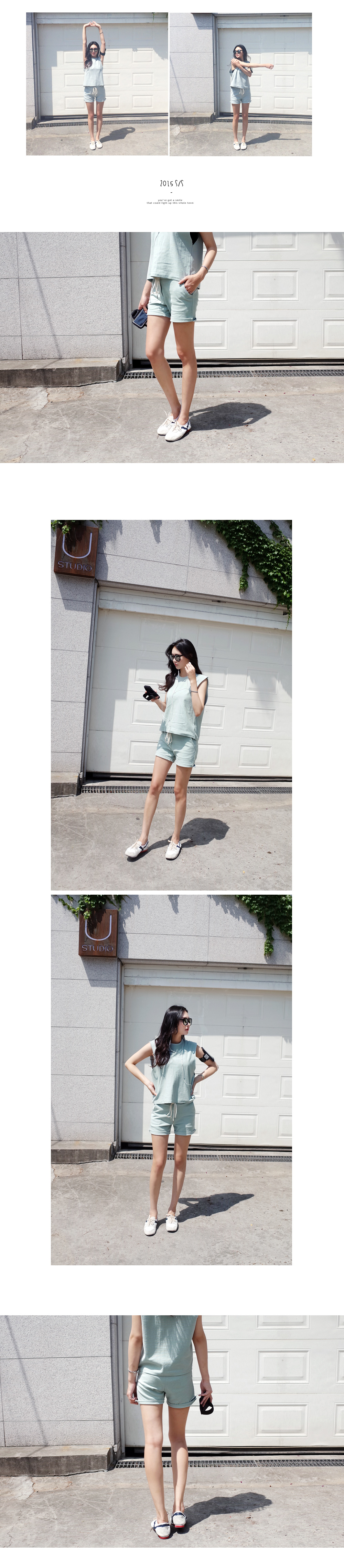 ワイドアームホールスリーブレス&ショートパンツセットアップ・全3色 | DHOLIC | 詳細画像5