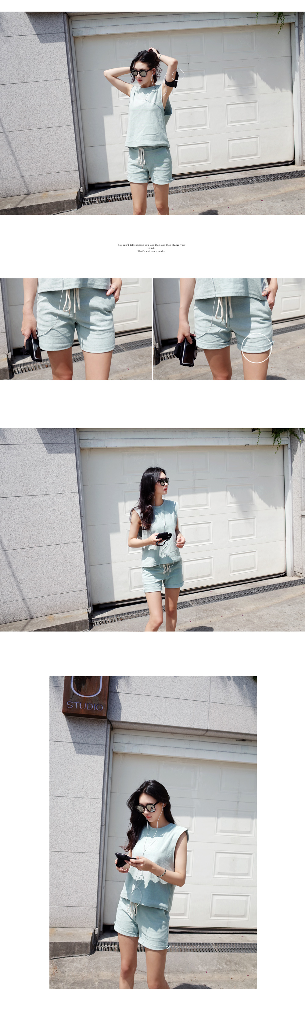 ワイドアームホールスリーブレス&ショートパンツセットアップ・全3色 | DHOLIC | 詳細画像6