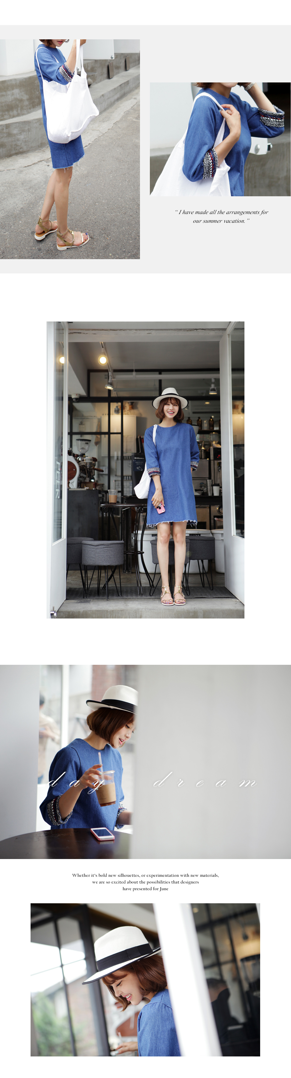 袖ディテールディープブルーデニムワンピース・全1色 | DHOLIC PLUS | 詳細画像3