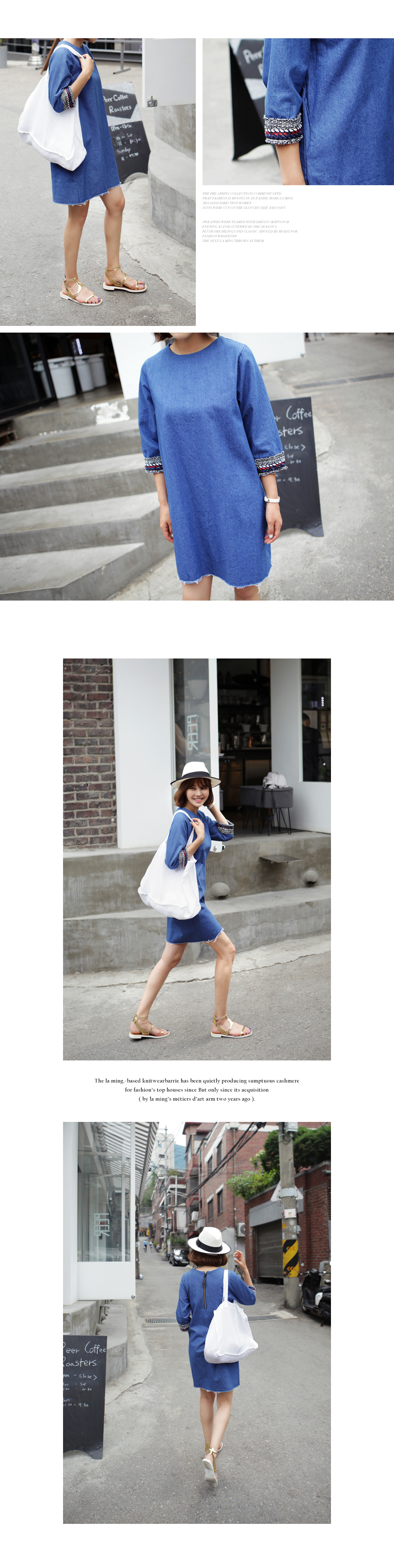袖ディテールディープブルーデニムワンピース・全1色 | DHOLIC PLUS | 詳細画像5