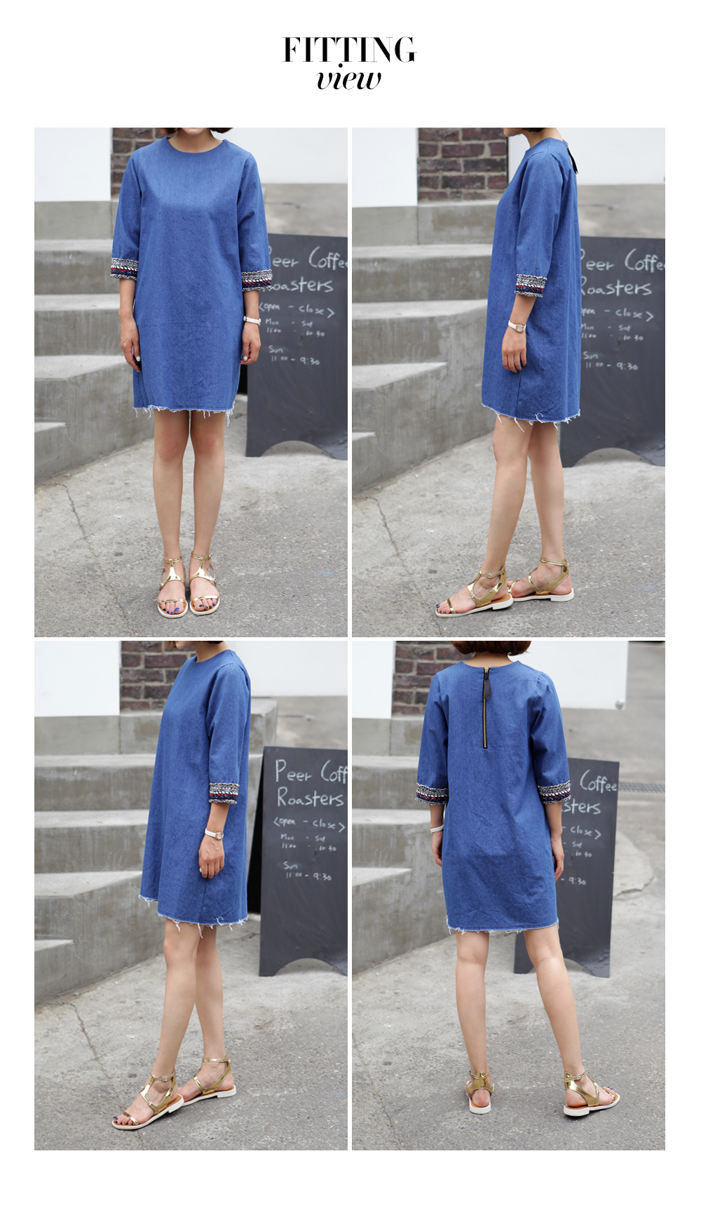 袖ディテールディープブルーデニムワンピース・全1色 | DHOLIC PLUS | 詳細画像6