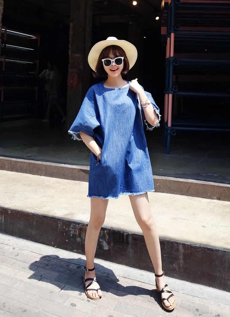 ラフカットデニム半袖ワンピース・全2色 | DHOLIC | 詳細画像1