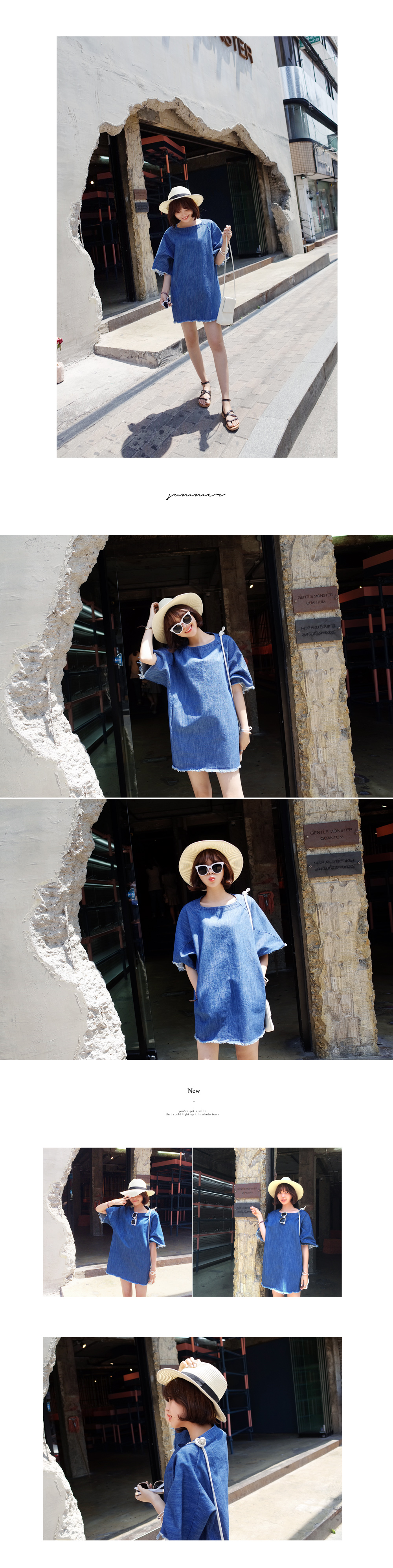 ラフカットデニム半袖ワンピース・全2色 | DHOLIC | 詳細画像2