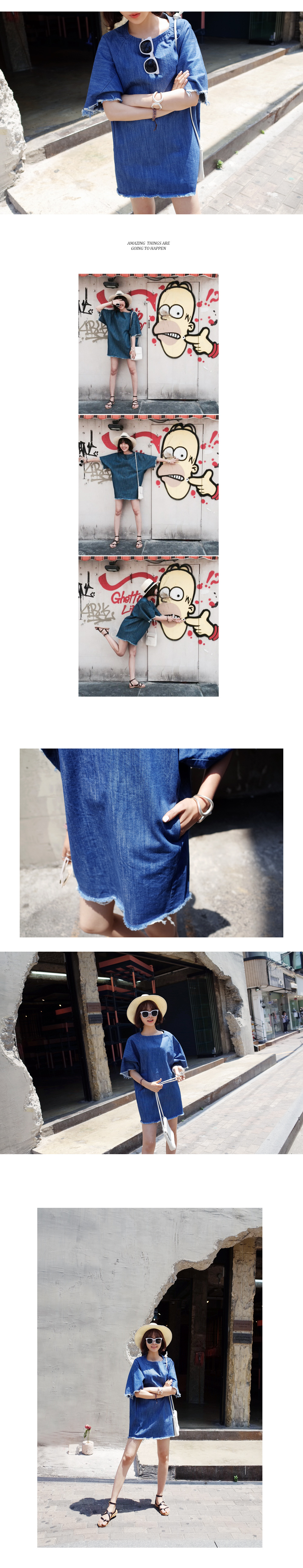 ラフカットデニム半袖ワンピース・全2色 | DHOLIC | 詳細画像4