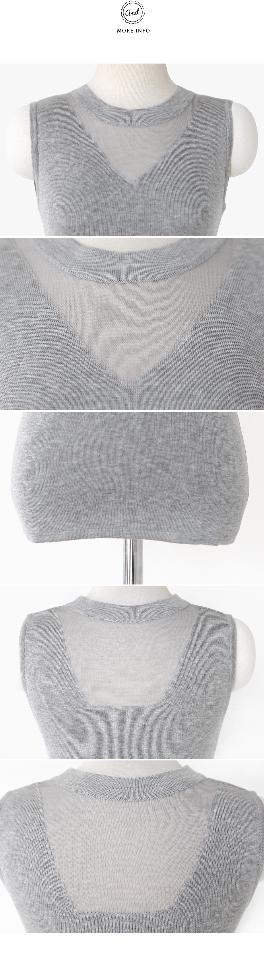 Vネック切替シースルーノースリーブニット・全5色 | DHOLIC | 詳細画像7