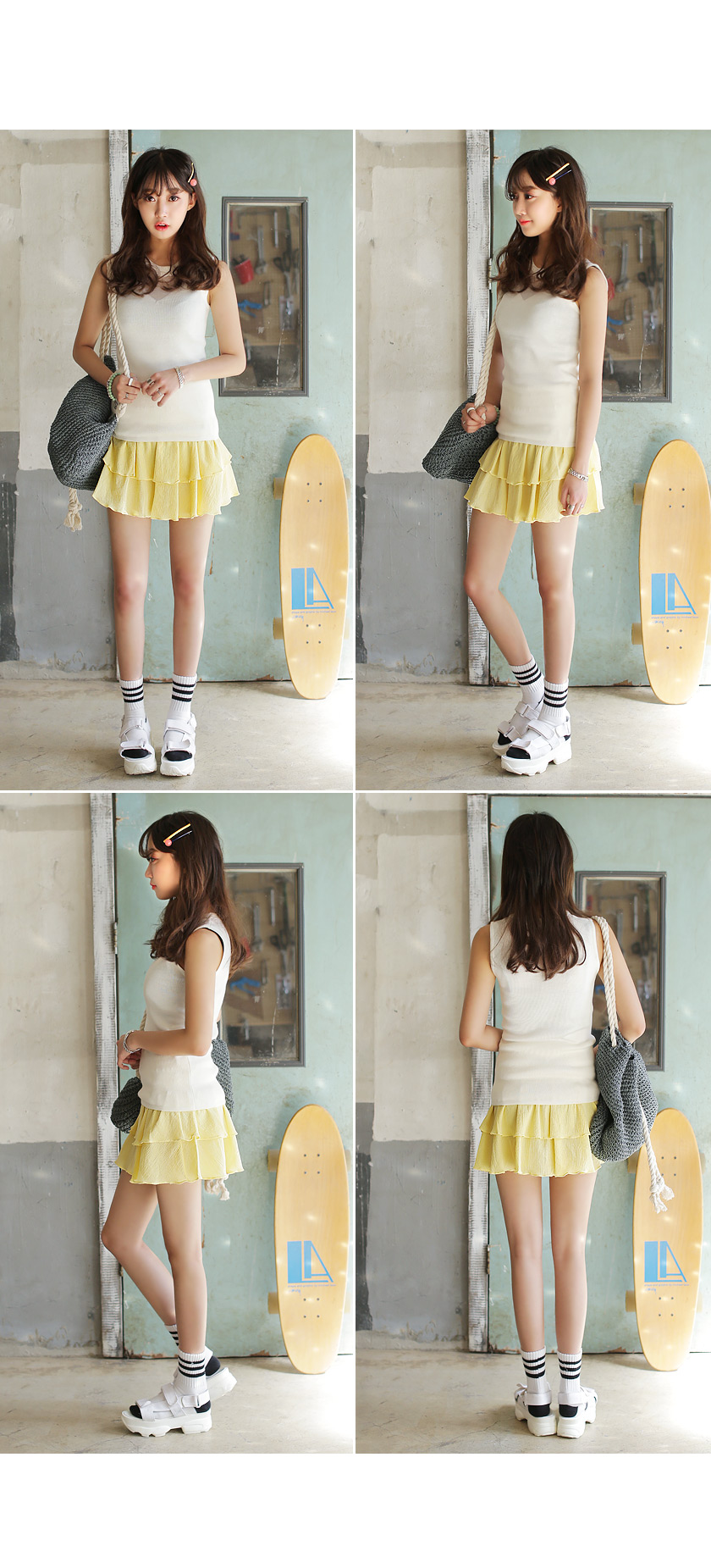 Vネック切替シースルーノースリーブニット・全5色 | DHOLIC | 詳細画像6