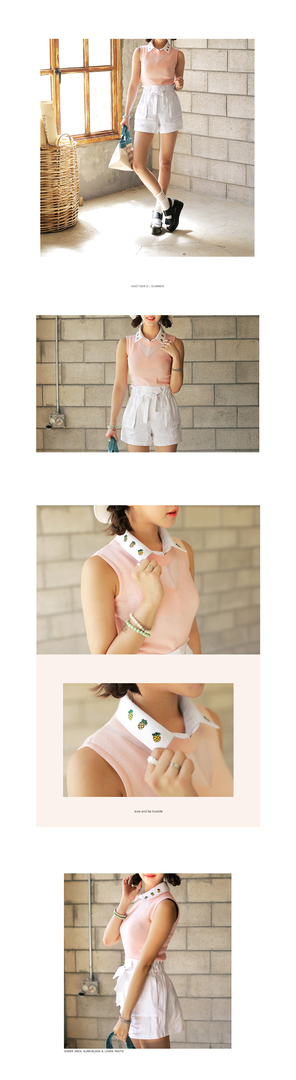 Vネック切替シースルーノースリーブニット・全5色 | DHOLIC | 詳細画像4