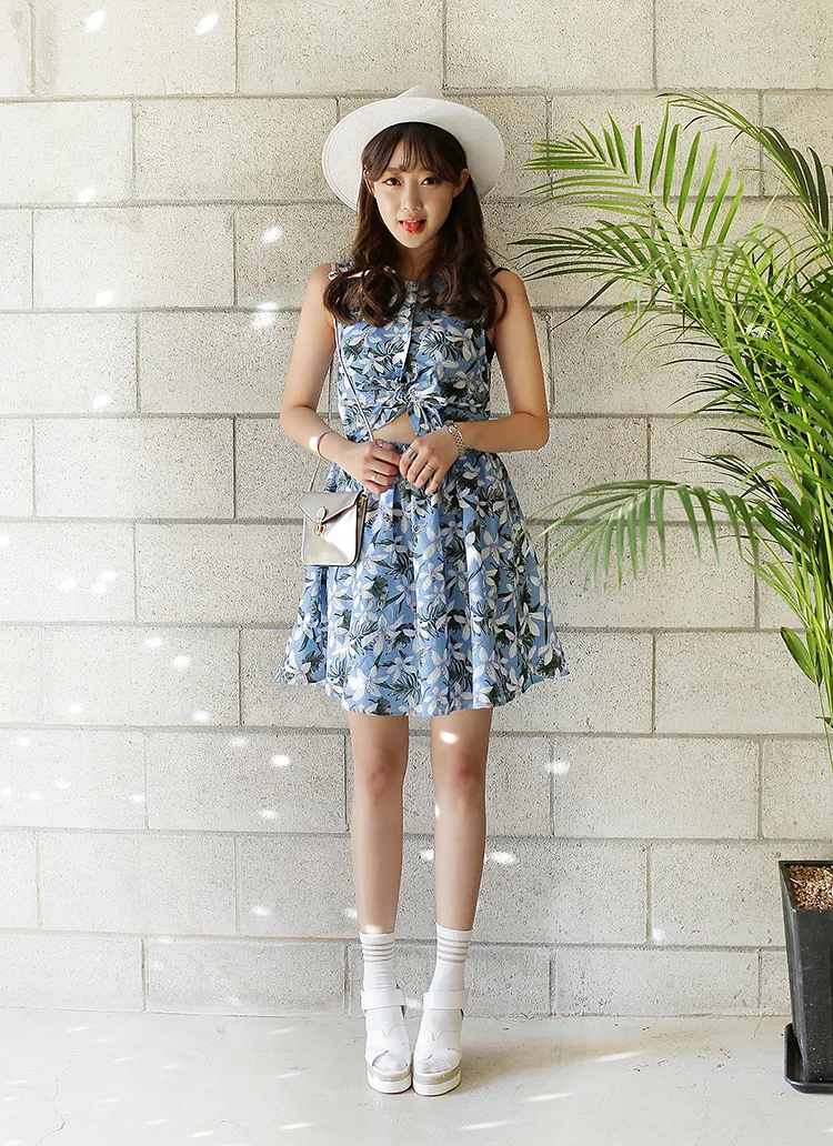 ボタニカルプリントウエストスリットワンピース・全2色 | DHOLIC | 詳細画像1