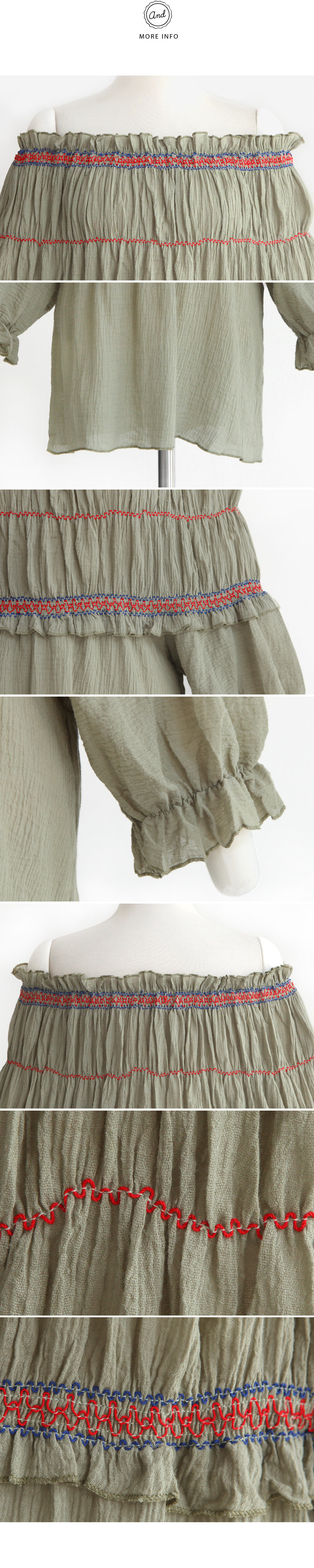 ステッチシャーリングオフショルダーブラウス・全2色 | DHOLIC | 詳細画像6